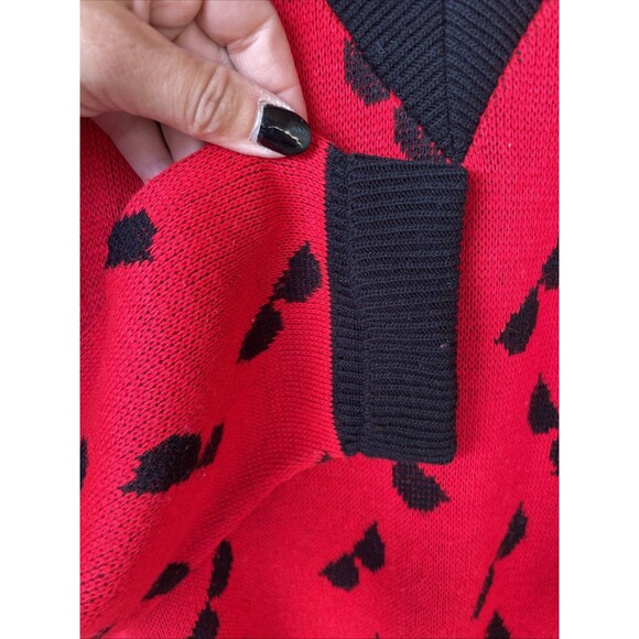 Vintage Women's Bonnie Lee Oversized Red Sweater Dress Acrylic AOP Sunglasses L - Picture 5 of 10